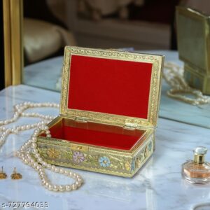 Handmade Wooden Oxidised Jewellery Organizer Storage Box With Lock | Wood Jewel Necklace Earrings Ring Multipurpose Organiser Box | Wedding Anniversary Pooja Return Gift Box