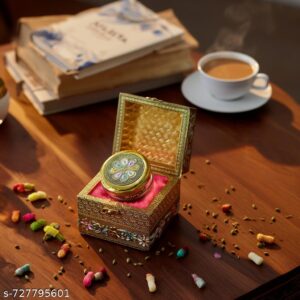 Meenakari Stainless Steel Dry Fruit Box*Royal Meenakari Gift Box*Golden Oxidized Decorative Dabba*Rajwadi Festive Hamper*Designer Mukhwas/Spice Jar