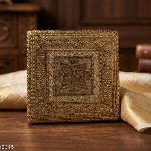 Mandir Small Chowki For God | Handcrafted Peacock Design Square Shaped Mini Chowki For Pooja, God, Idols And Home Decor | Wooden Mini Bajot 12.5 x 12.5 cm | Decorative Paatla Stand for Diya, Kalash & Pooja Items